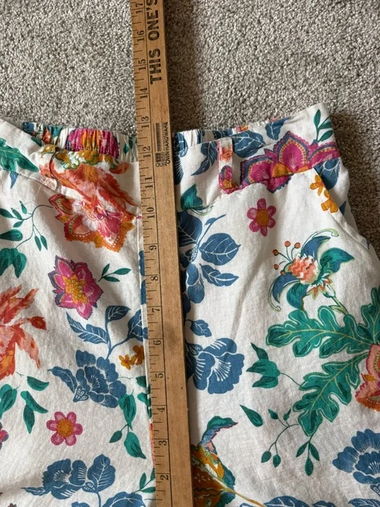 Rachel Zoe Linen Blend White Colorful Floral Print Wide Leg Pants Size Small - Picture 9 of 12